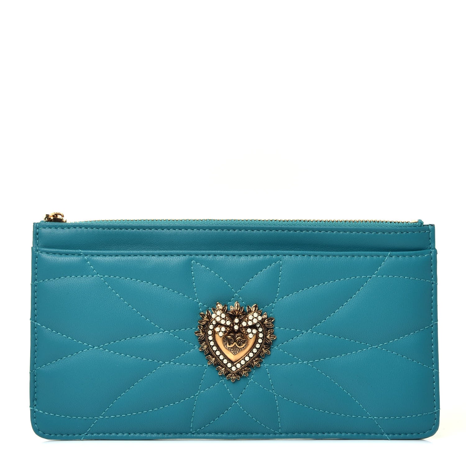 Dolce & Gabbana Nappa Matelasse Large Devotion Card Holder Acqua 1 of 6