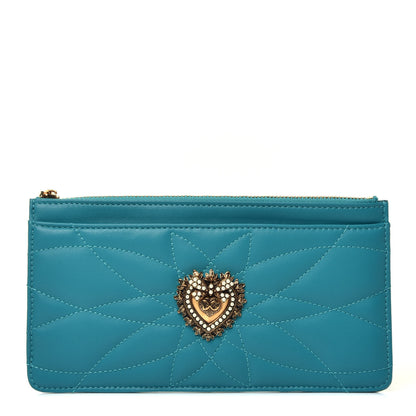 Dolce & Gabbana Nappa Matelasse Large Devotion Card Holder Acqua 1 of 6