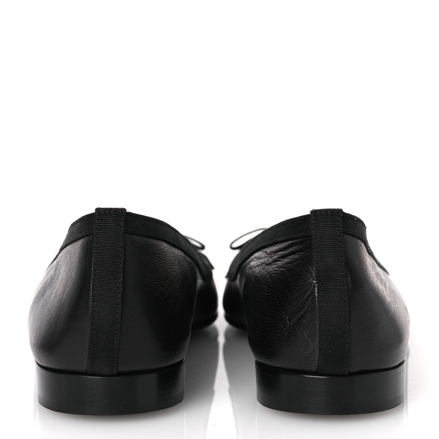 Chanel Goatskin Cap Toe Bow CC Ballerina Flats 38.5 Black 6 of 12