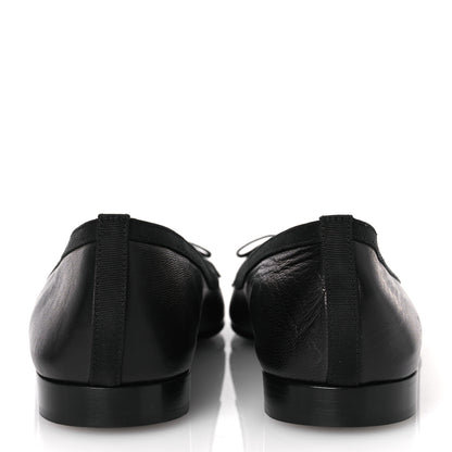 Chanel Goatskin Cap Toe Bow CC Ballerina Flats 38.5 Black 6 of 12