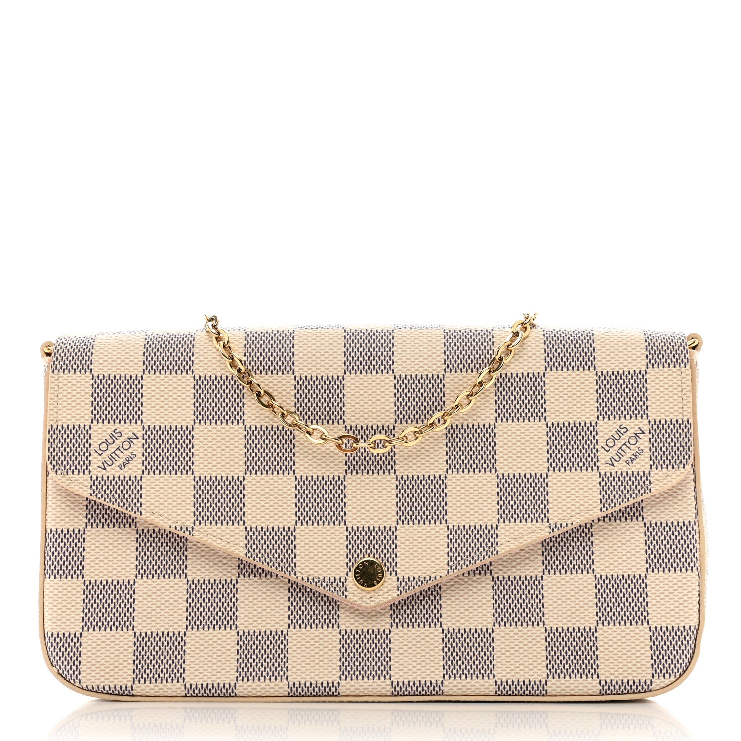 Louis Vuitton Damier Azur Pochette Felicie Chain Wallet Rose Ballerine 7 of 10
