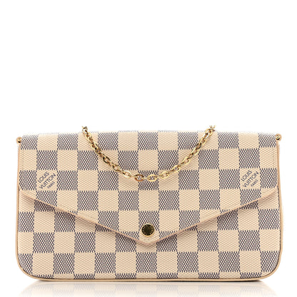 Louis Vuitton Damier Azur Pochette Felicie Chain Wallet Rose Ballerine 7 of 10