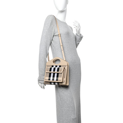 Burberry Smooth Calfskin Archive Canvas Check Mini Pocket Bag Dusty Sand 3 of 19