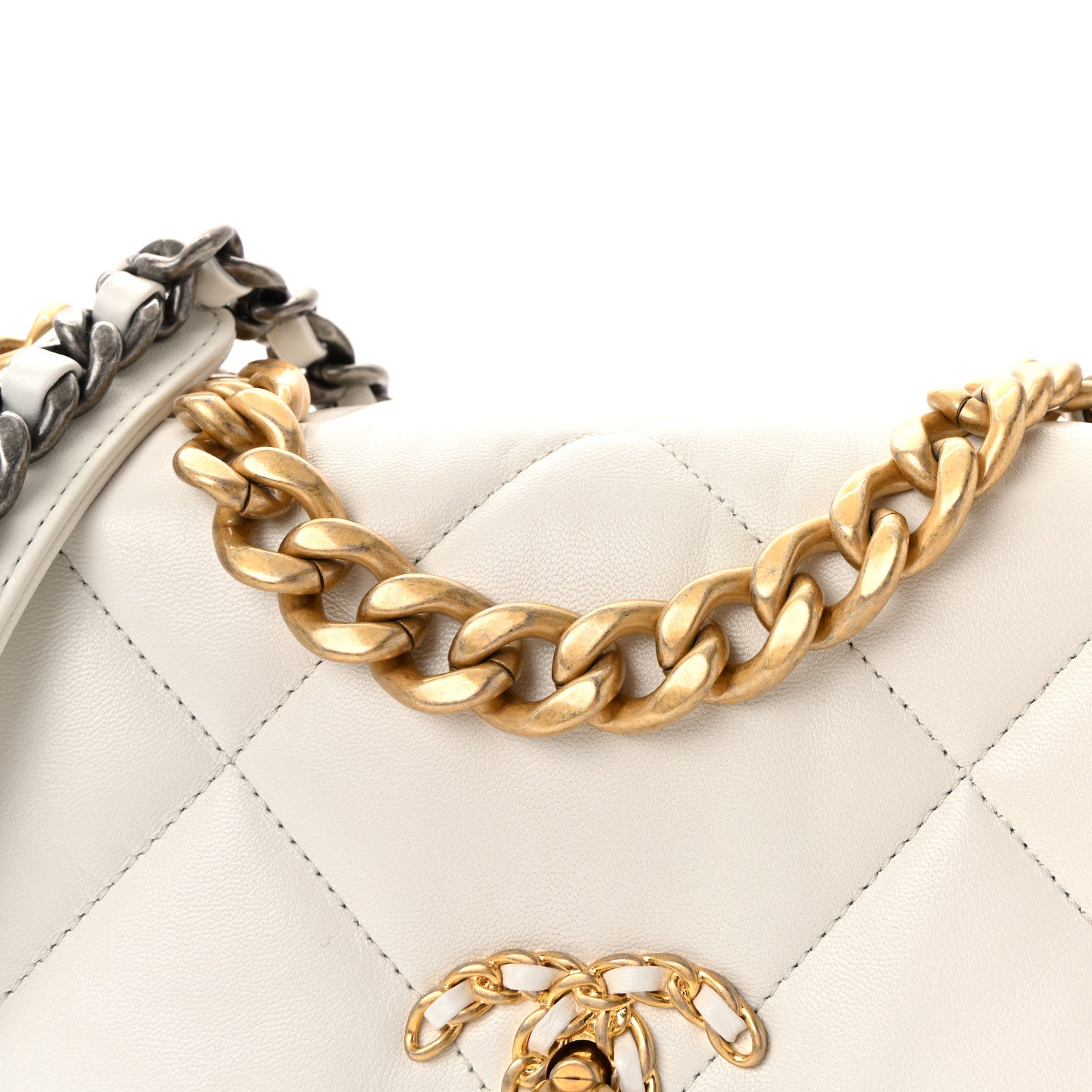 Chanel Goatskin Quilted Medium Chanel 19 Flap White 8 of 10