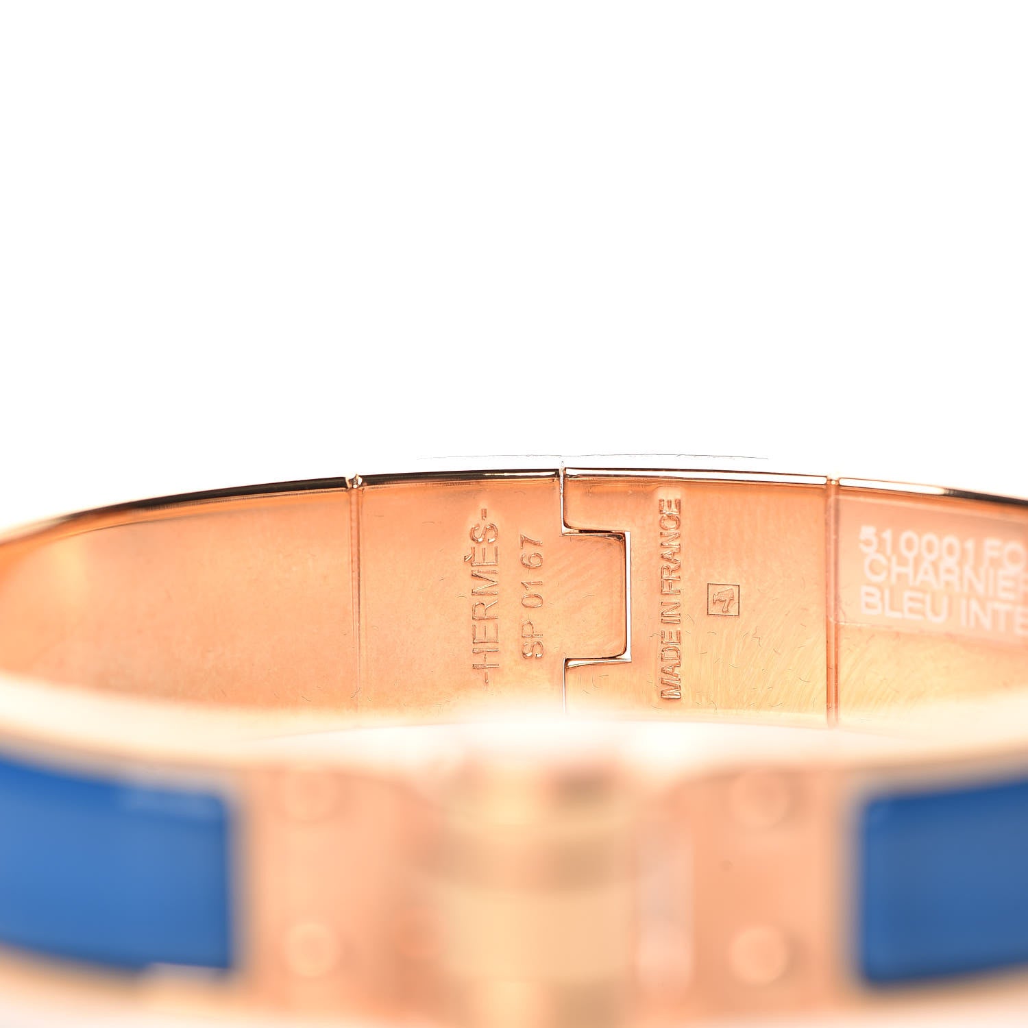 Hermes Enamel Charniere Uni Narrow Hinged Bracelet S Bleu Intense 4 of 5