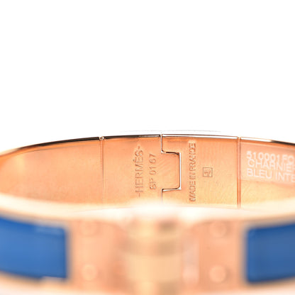 Hermes Enamel Charniere Uni Narrow Hinged Bracelet S Bleu Intense 4 of 5