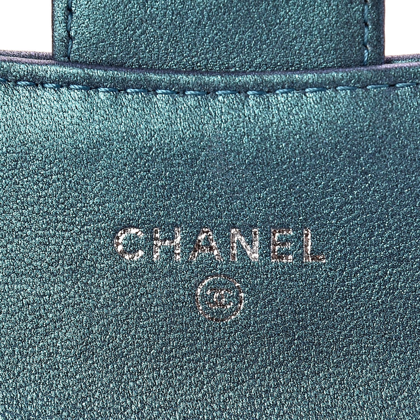 Iridescent Lambskin Quilted Flap Card Holder Turquoise