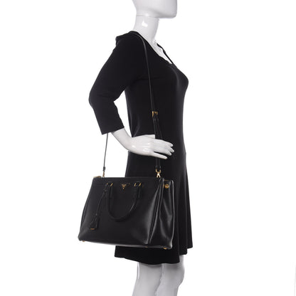Prada Saffiano Medium Galleria Double Zip Tote Black 2 of 17