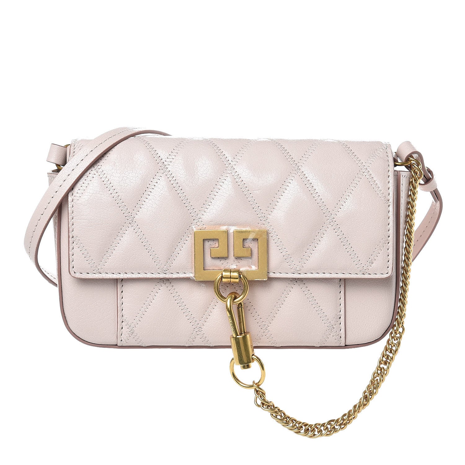 Givenchy Goatskin Quilted GV3 Mini Pocket Convertible Bag Pale Pink 1 of 7