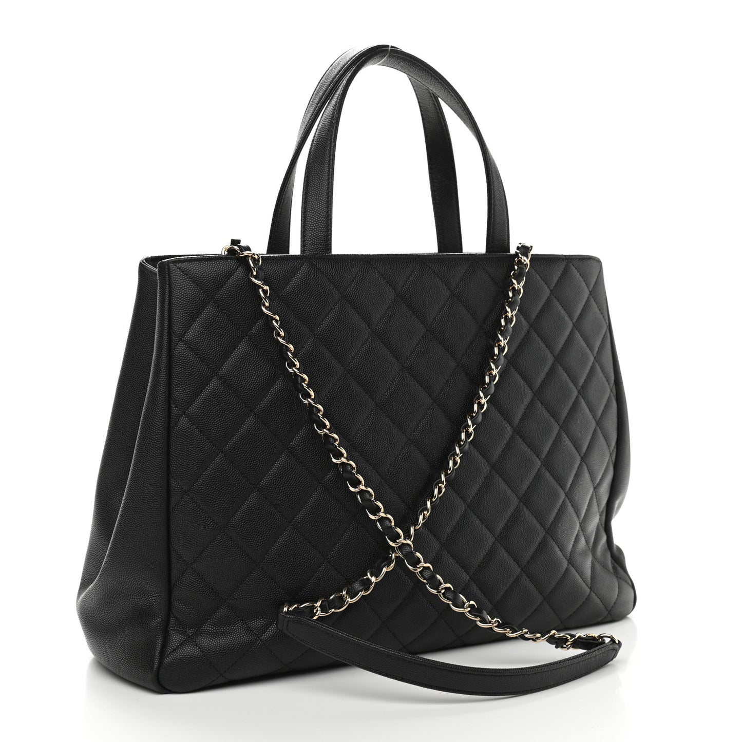 Caviar Quilted Large Business Affinity Shopping Bag Black