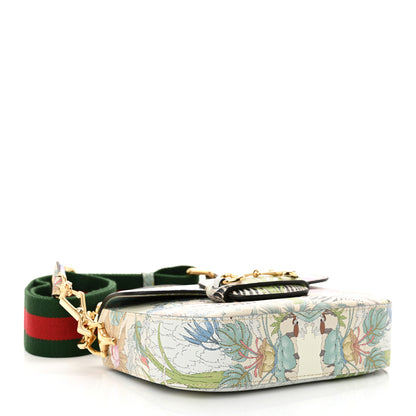 Gucci New Shangai Calfskin Tiger Savanah Web Mini Horsebit 1955 Shoulder Bag Chalky White Multicolor 4 of 12