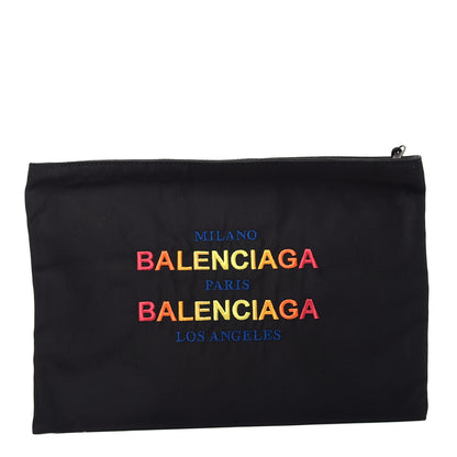 Balenciaga Nylon Embroidered Documents Case Milano Paris Los Angeles Black 1 of 7