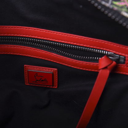Christian Louboutin Calfskin Canvas Loubi Jungle Print Aliosha Backpack Black 7 of 8