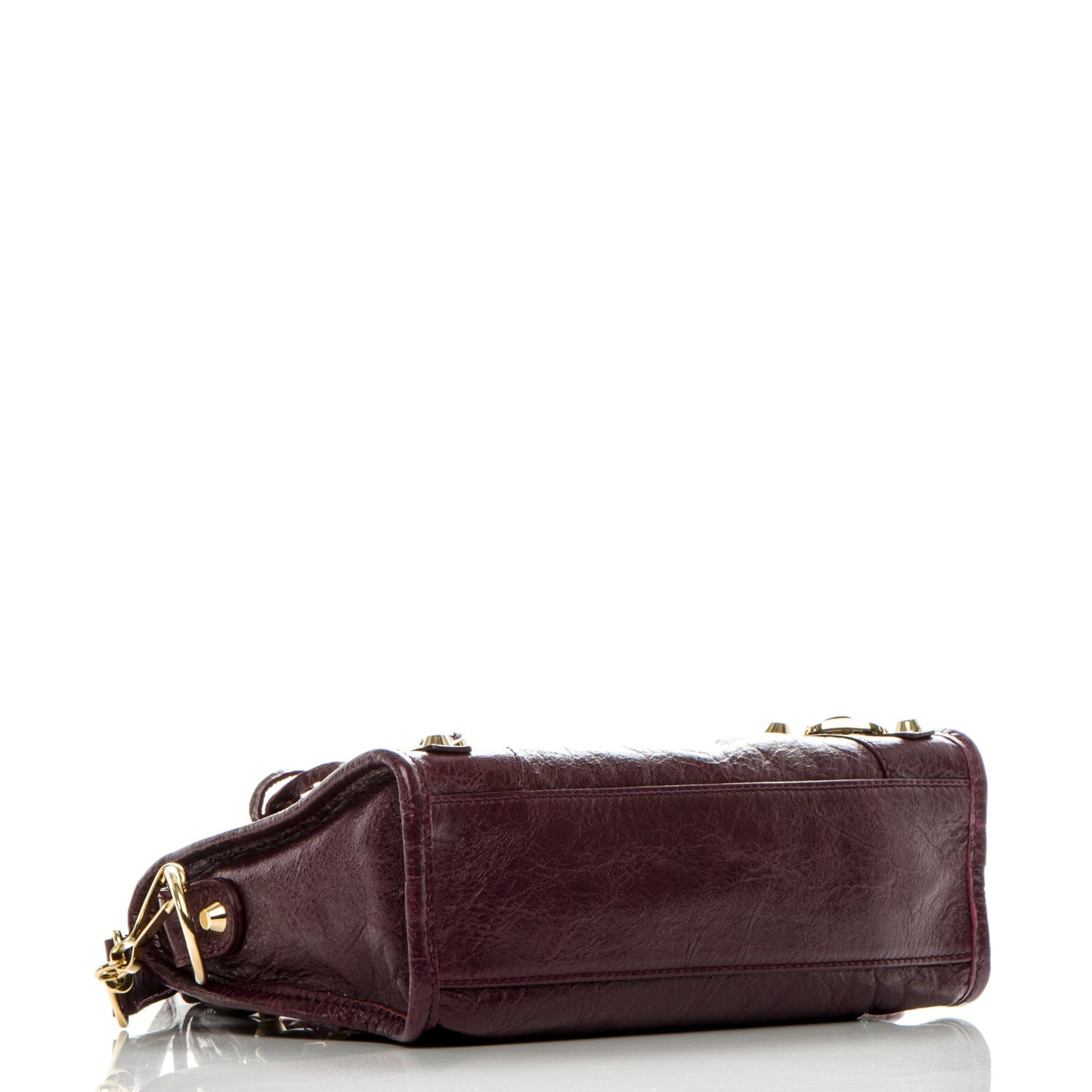 Agneau Classic Gold Hardware Mini City Violet Prune
