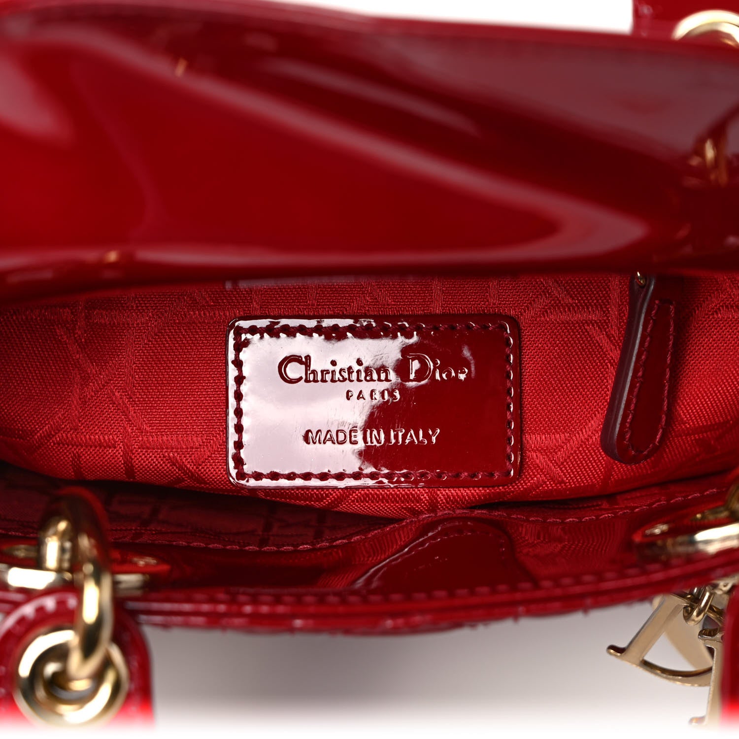 Christian Dior Patent Cannage Mini Lady Dior Red 6 of 8