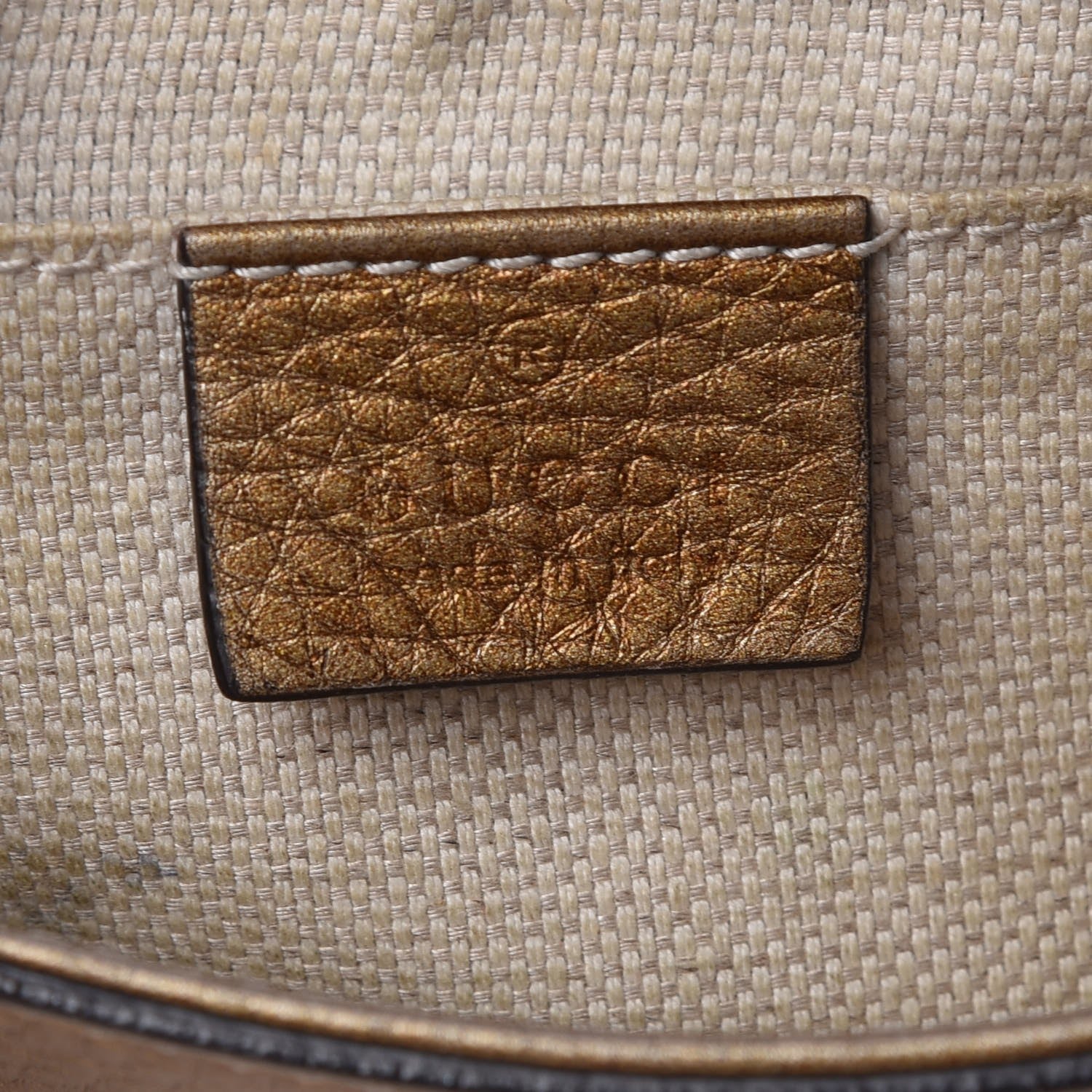Gucci Metallic Pebbled Calfskin Small Soho Flap Crossbody Gold Ombre 5 of 12