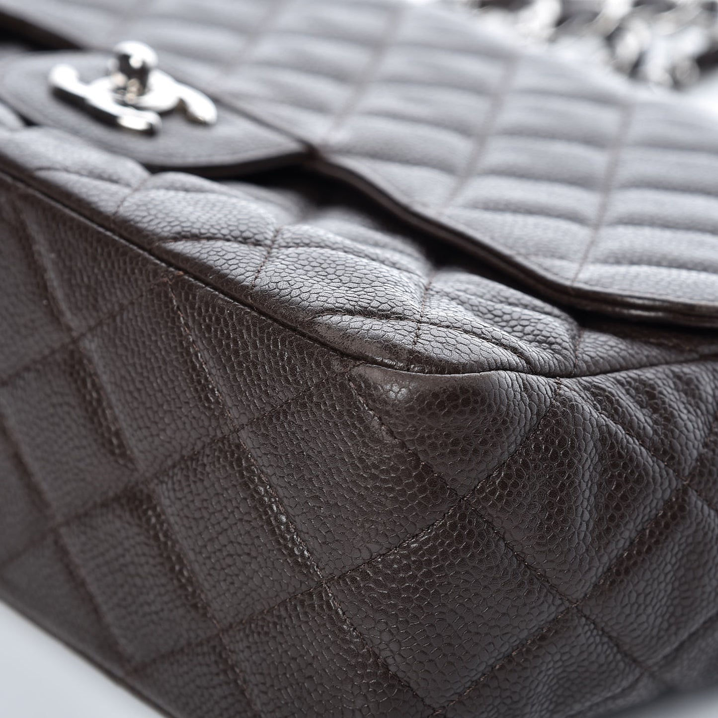 Caviar Quilted Jumbo Single Flap Brown