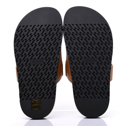 Hermes Calfskin Womens Chypre Sandals 35.5 Gold 5 of 9