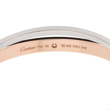 Cartier 18K Pink White Gold 12 Diamond Double LOVE Bracelet 16 5 of 8