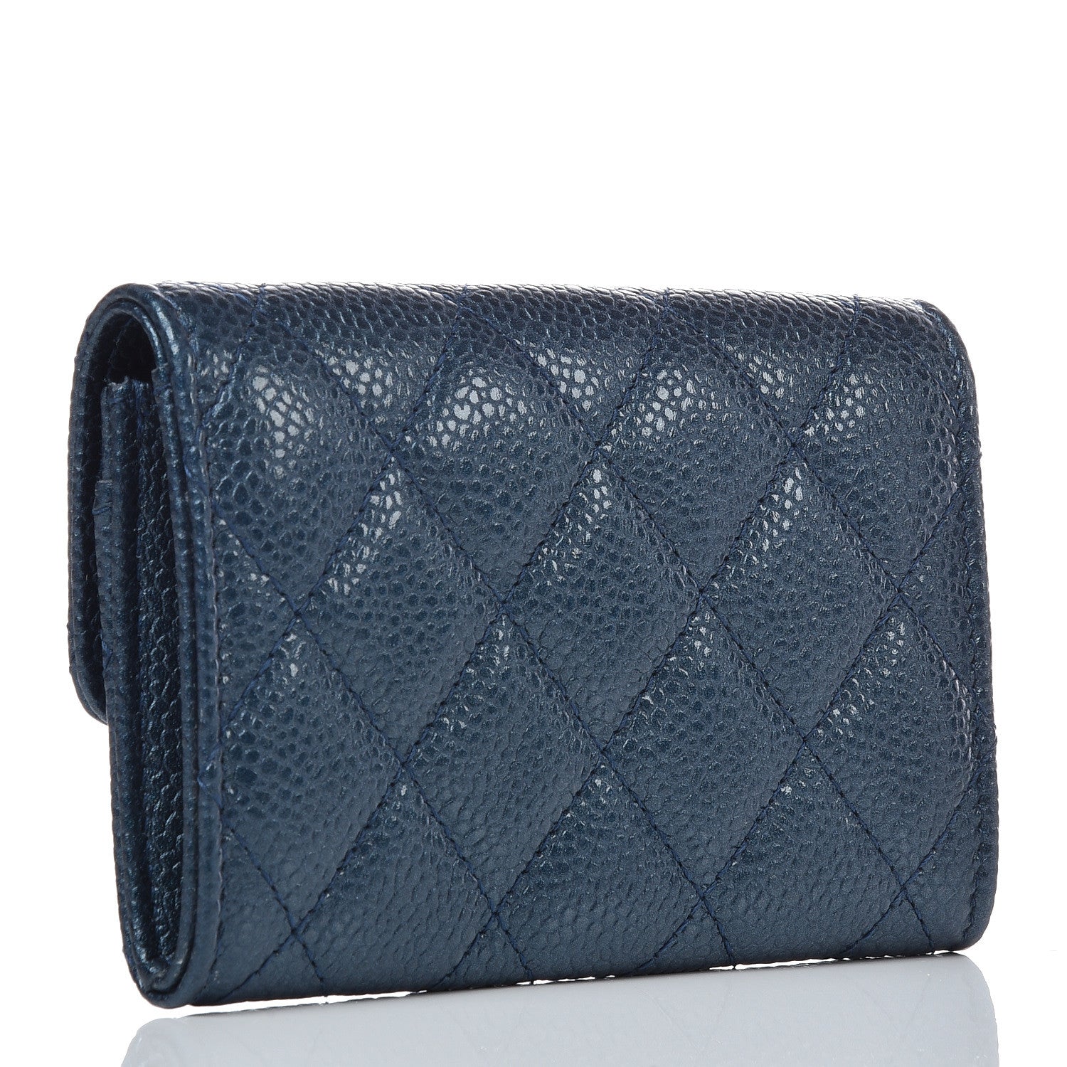 Chanel Iridescent Caviar Quilted Flap Card Holder Dark Blue 3 of 13