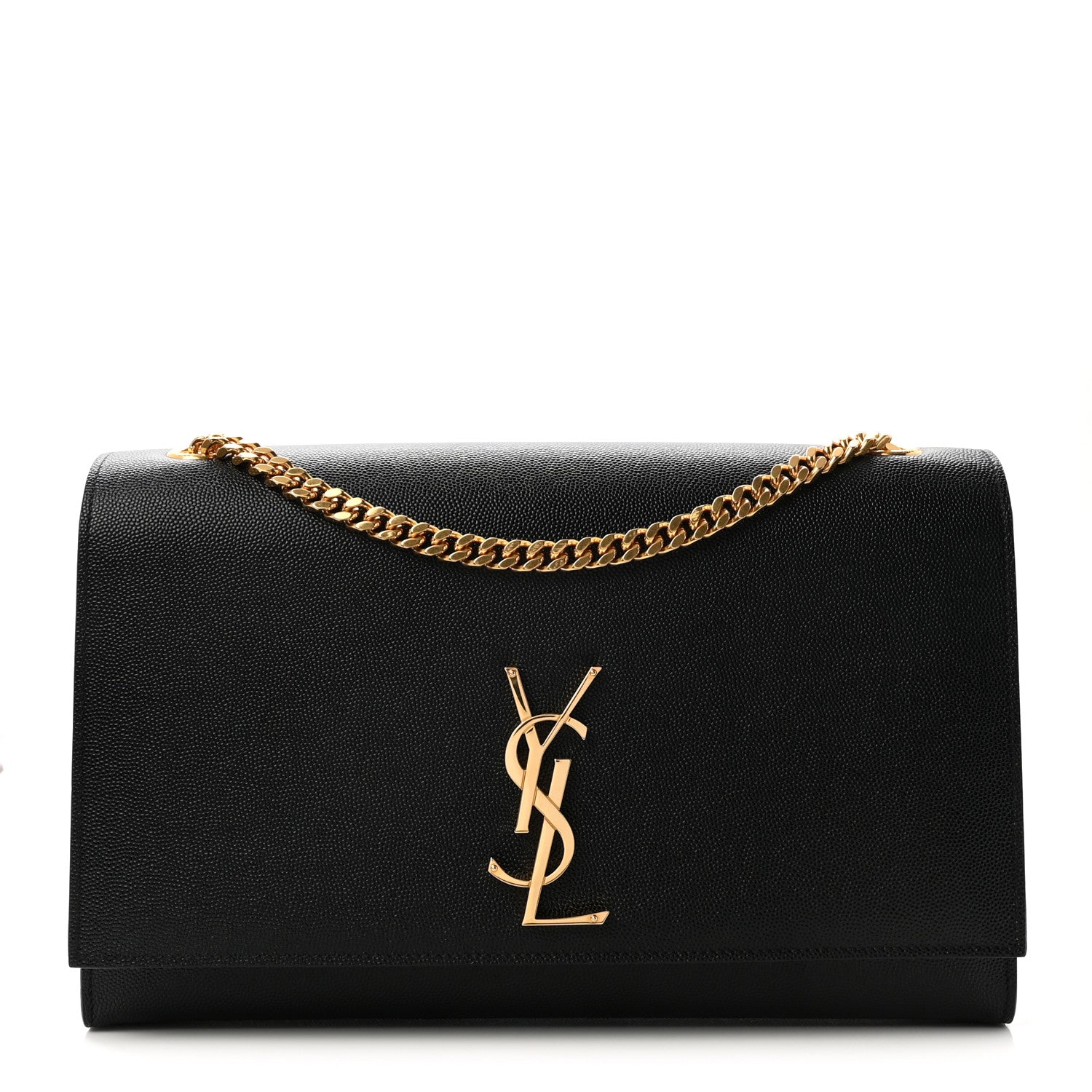 Saint Laurent Grain De Poudre Large Classic Monogram Kate Satchel Black 1 of 9