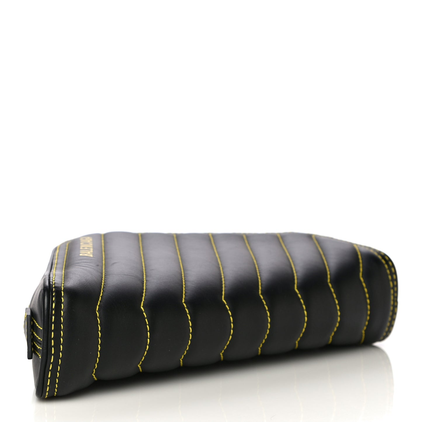 Calfskin Quilted Car Clutch S Black and Yellow