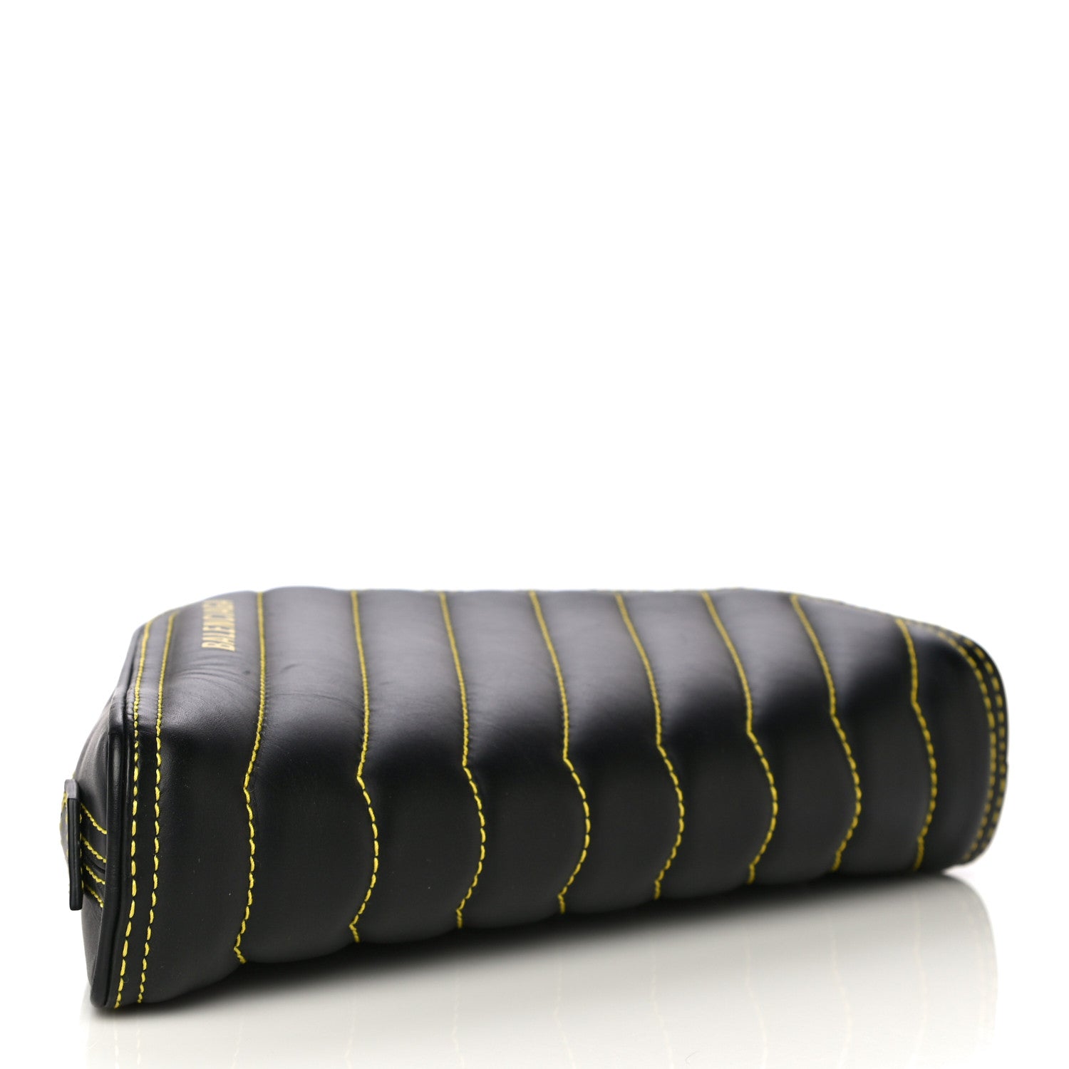 Balenciaga Calfskin Quilted Car Clutch S Black and Yellow 4 of 9