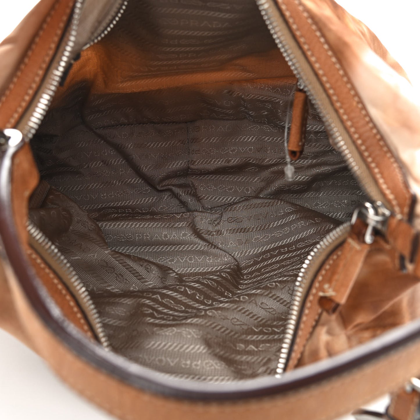 Tessuto Nylon Legno Ombre Shoulder Bag Brown