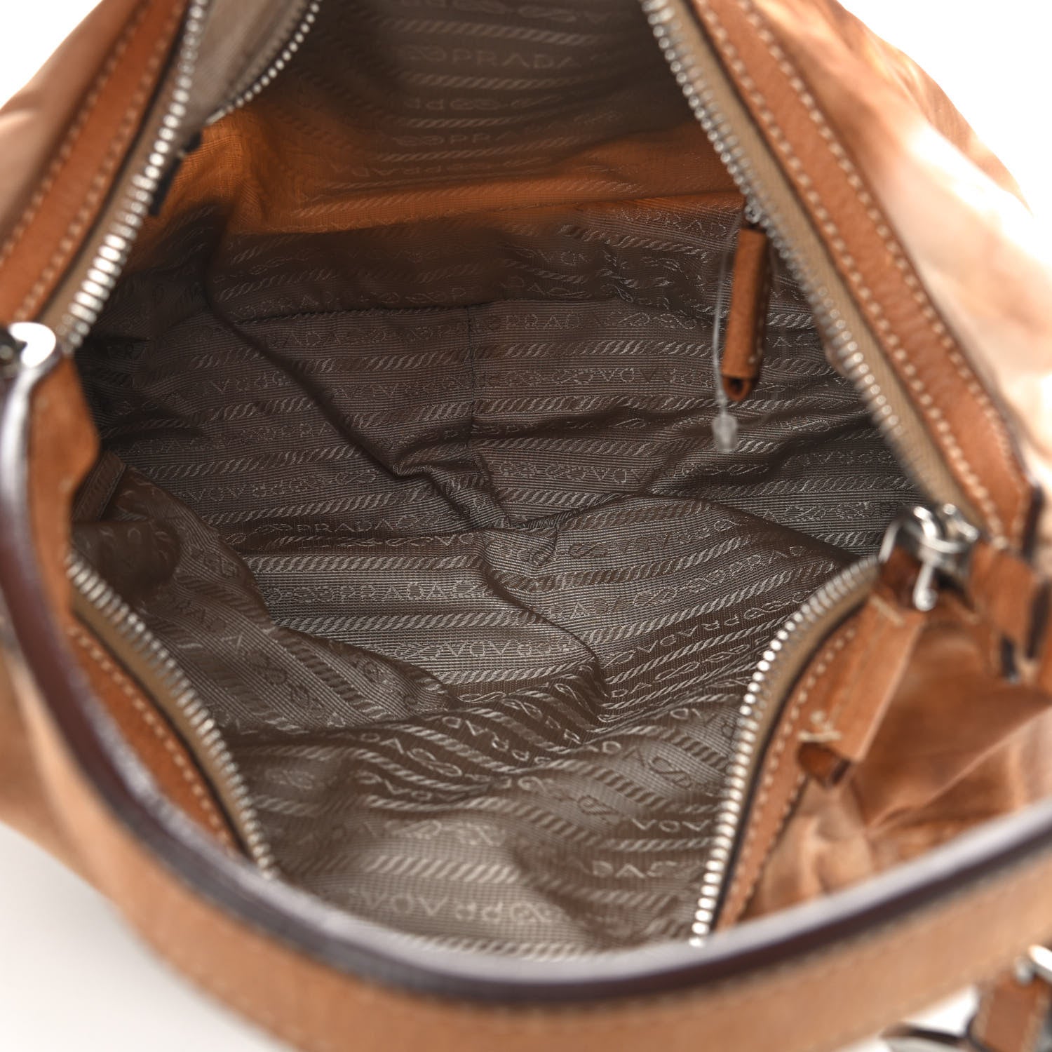 Prada Tessuto Nylon Legno Ombre Shoulder Bag Brown 7 of 11
