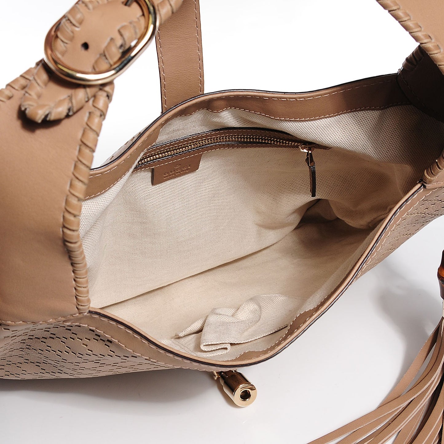 Calfskin Laser Cut Medium New Jackie Shoulder Bag Porridge