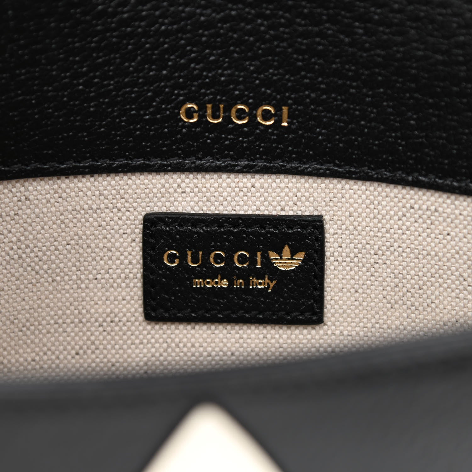 Gucci X ADIDAS Textured Dollar Calfskin Web Trefoil Mini Horsebit 1955 Shoulder Bag Black Off White 7 of 10
