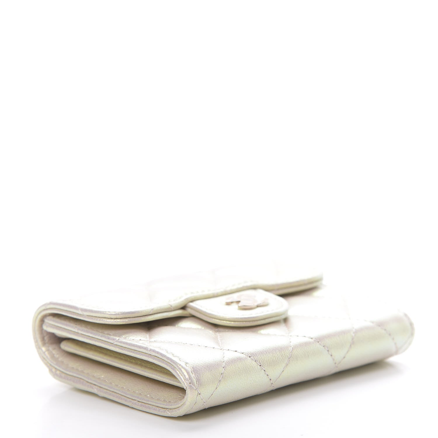 Chanel Iridescent Lambskin Quilted Flap Card Holder Ivory 4 of 9