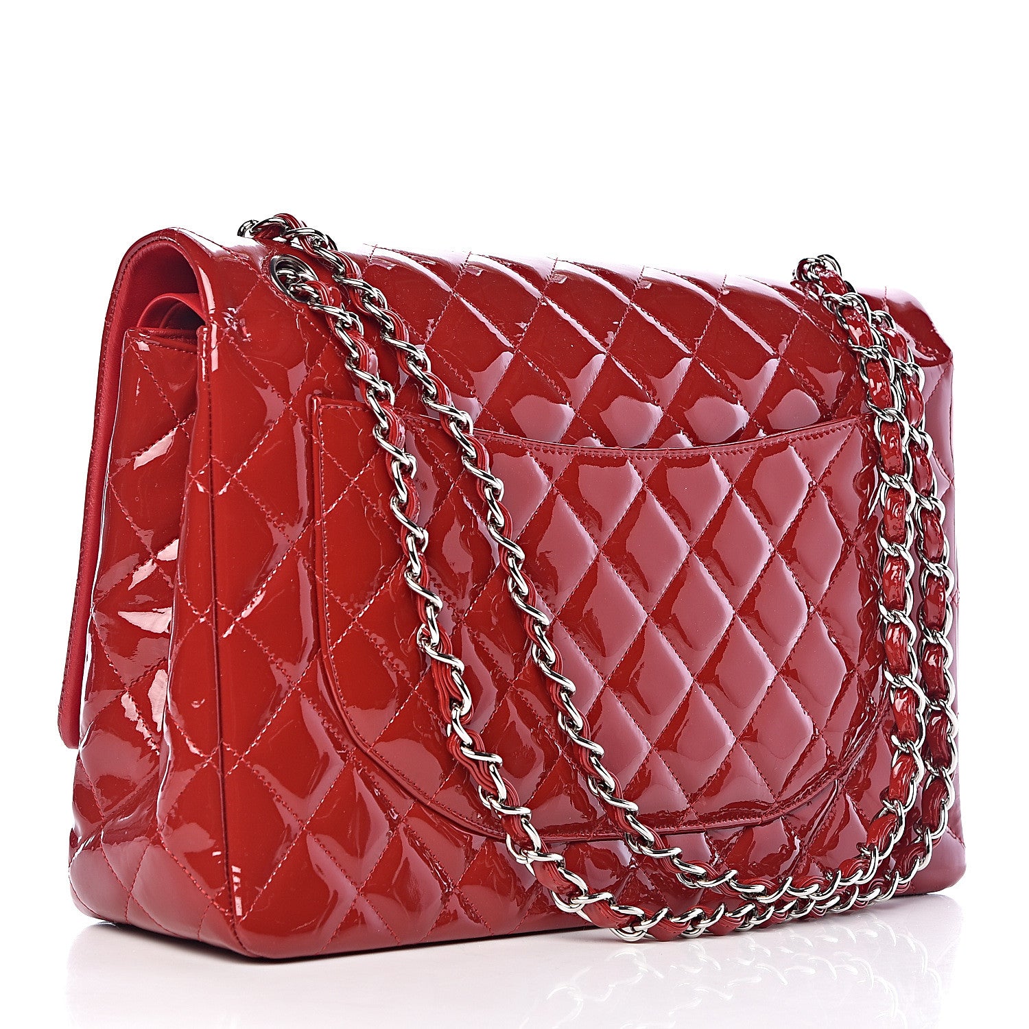 Chanel Patent Quilted Maxi Double Flap Red 3 of 14