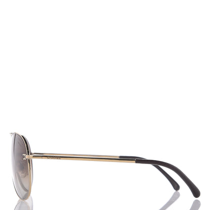 Chanel Aviator CC Sunglasses 4189-T-Q Gold 2 of 7