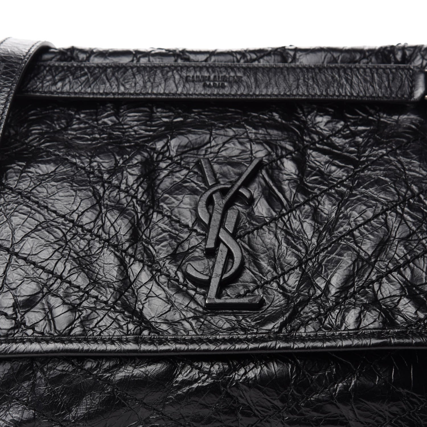 Saint Laurent Crinkled Calfskin Matelasse Monogram Medium Niki Chain Satchel Black 11 of 11