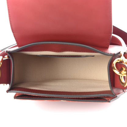 Chloe Suede Calfskin Quilted Embroidered Small Tess Bag Reddish Brown 6 of 8
