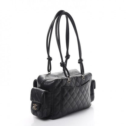 Chanel Calfskin Quilted Small Cambon Multipocket Reporter Black White 3 of 11