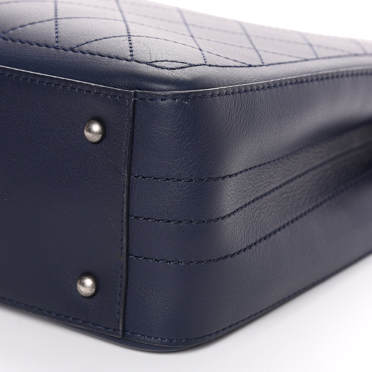 Bullskin Stitched Large Bi-Color Shopping Tote Blue