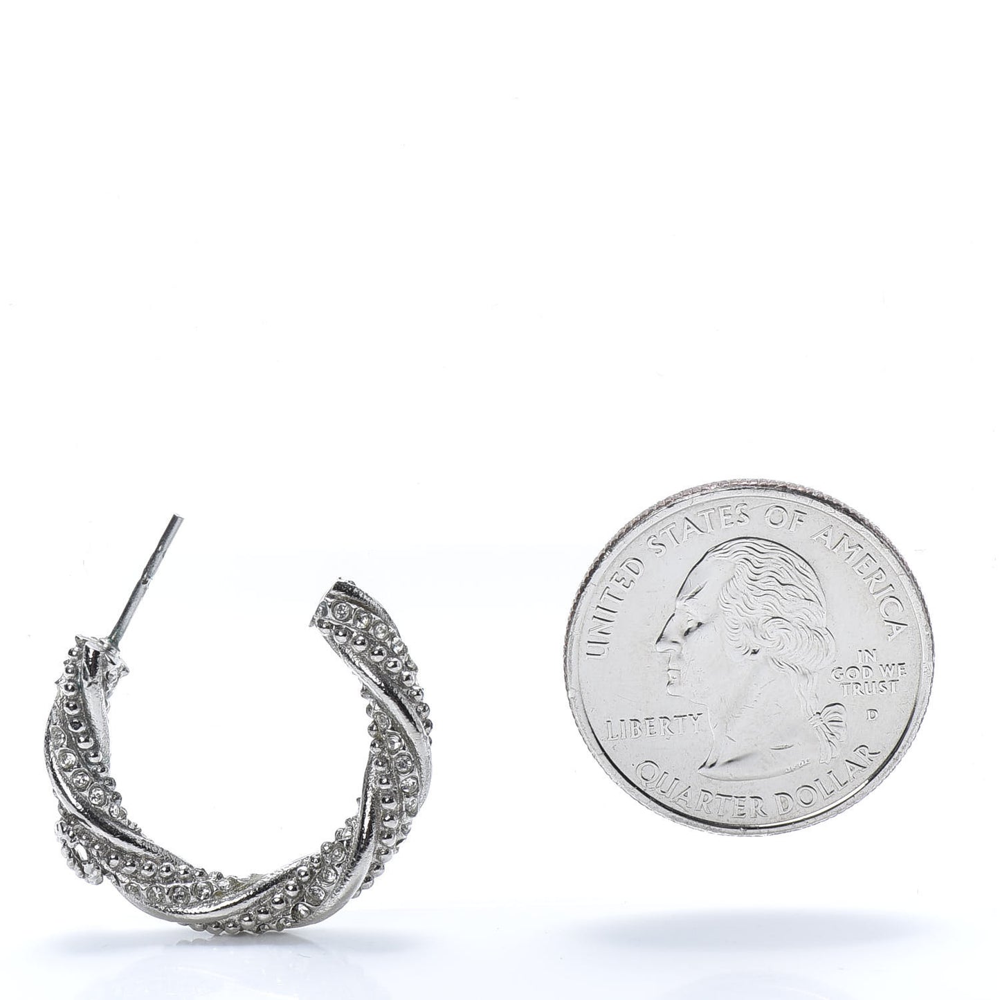 Crystal Twist CC Hoop Earrings Silver