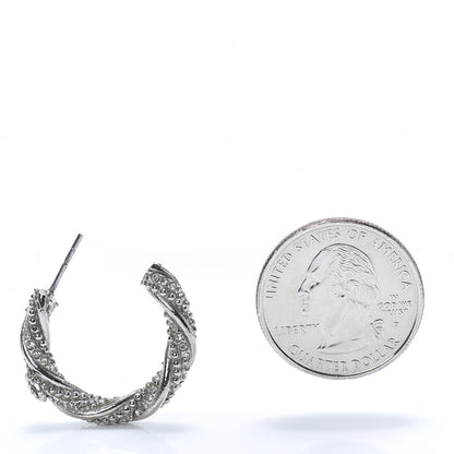 Chanel Crystal Twist CC Hoop Earrings Silver 3 of 6