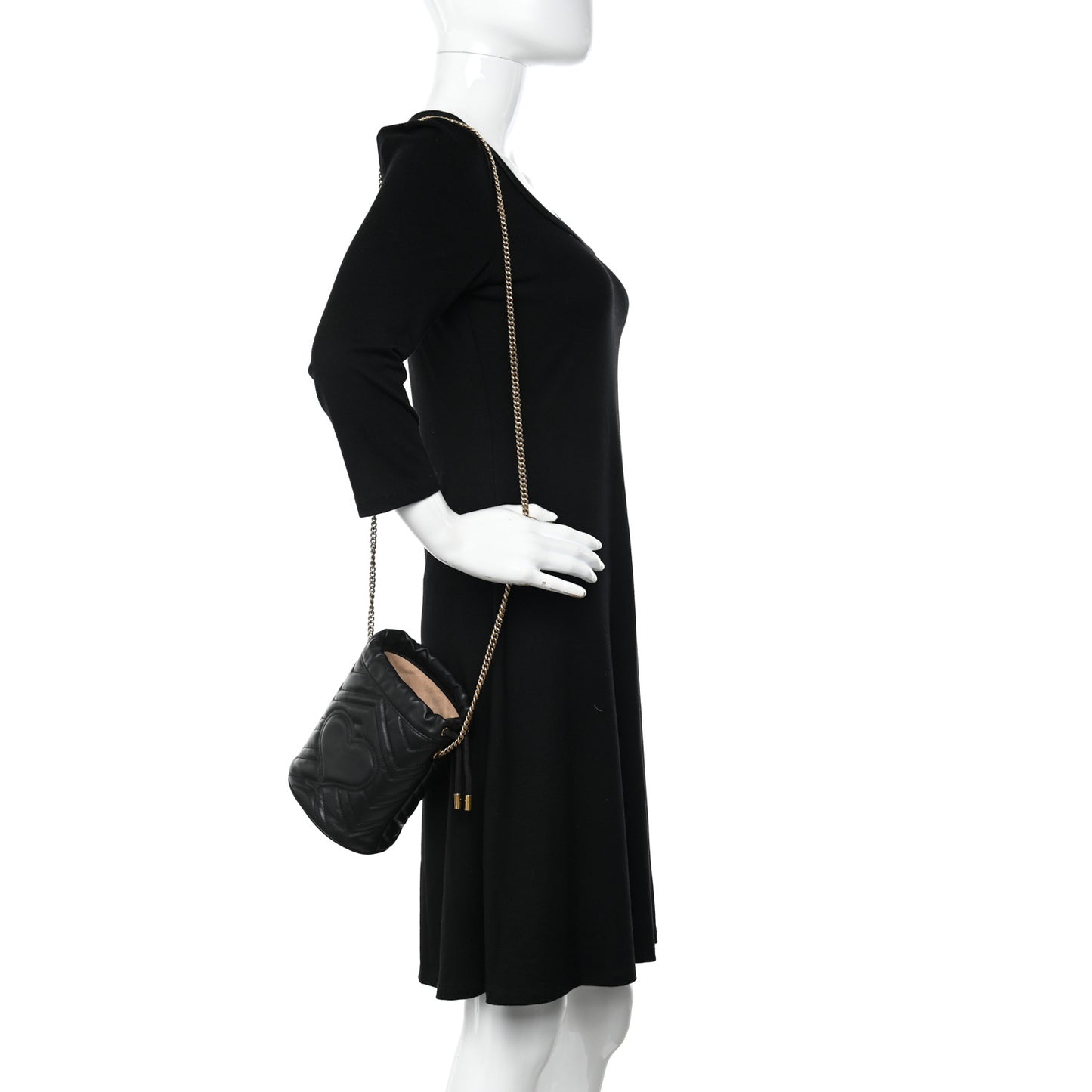Calfskin Matelasse Mini GG Marmont 2.0 Bucket Bag Black