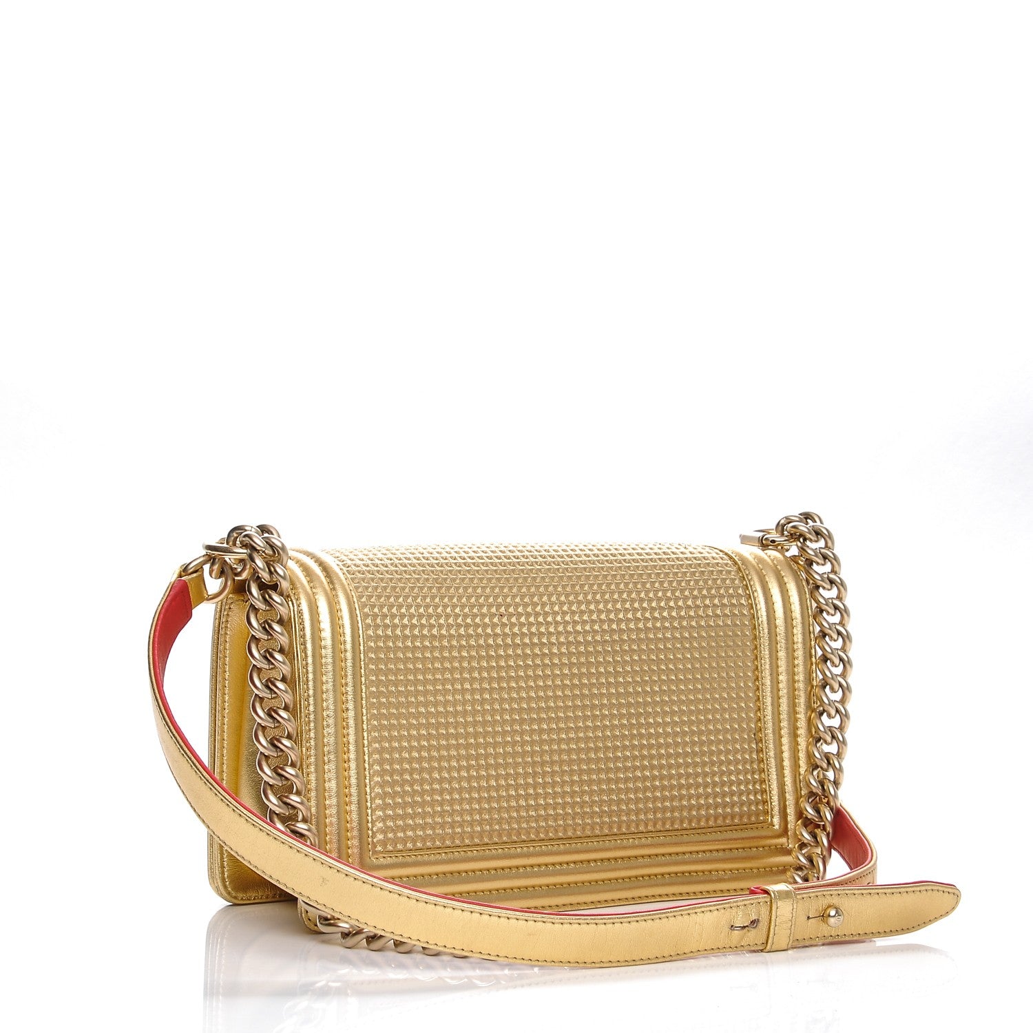Chanel Metallic Lambskin Embossed Medium Cube Boy Flap Gold 3 of 10