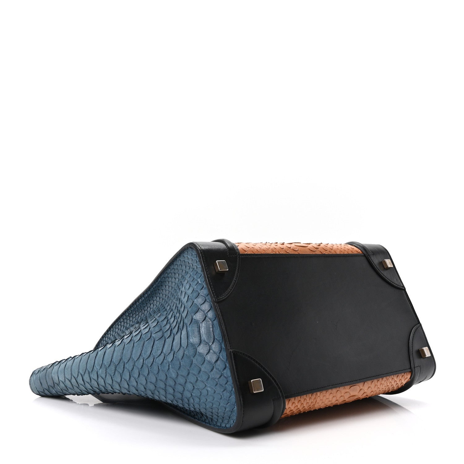 その他 CELINE Celine Snakeskin Mini Tri-Color Luggage Blue Brown Multicolor