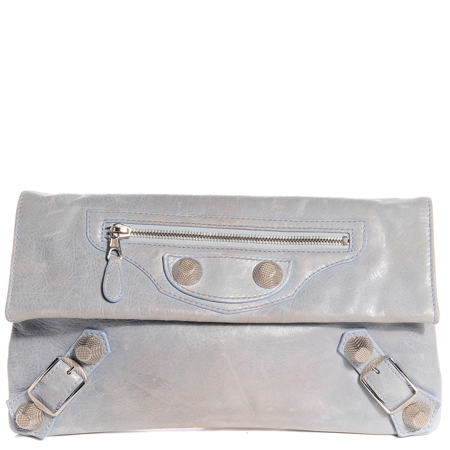 Agneau Giant 21 Silver Hardware Envelope Clutch Sky Blue