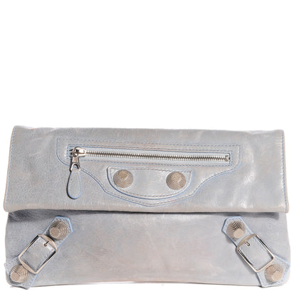 Balenciaga Agneau Giant 21 Silver Hardware Envelope Clutch Sky Blue 1 of 12