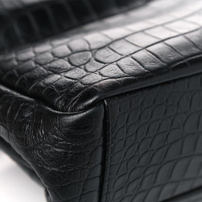Saint Laurent Calfskin Crocodile Embossed Monogram Large College Satchel Black 7 of 10