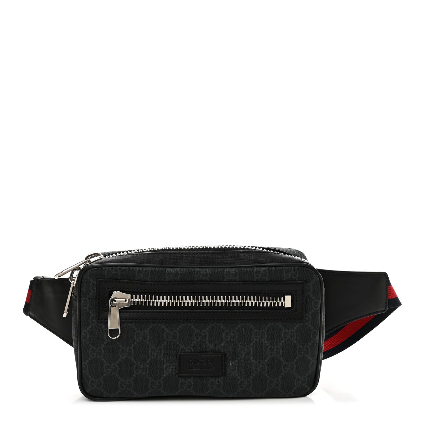 Soft GG Supreme Monogram Web Belt Bag Black Grey