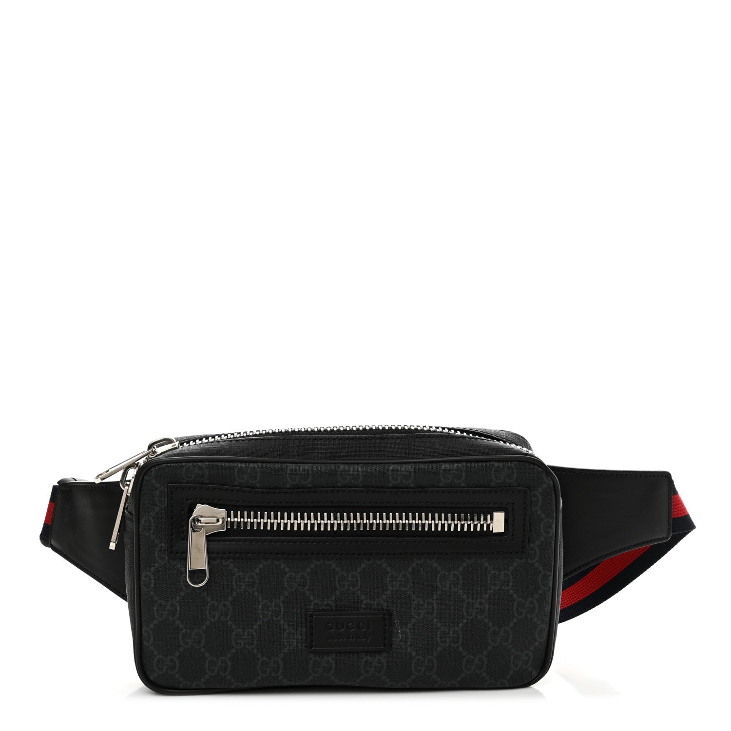 Gucci Soft GG Supreme Monogram Web Belt Bag Black Grey 1 of 15