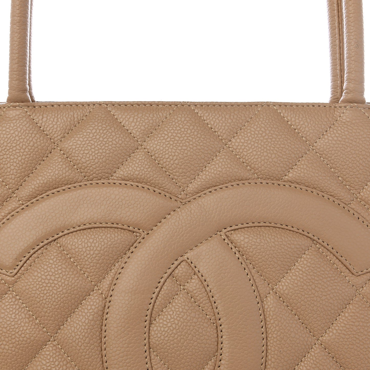 Caviar Quilted Medallion Tote Beige