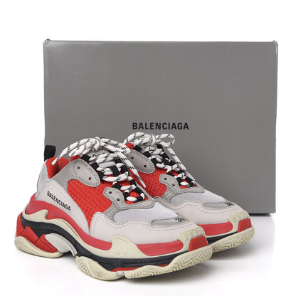 Balenciaga Fabric Mesh Womens Triple S Sneakers 38 Red Grey White 9 of 9